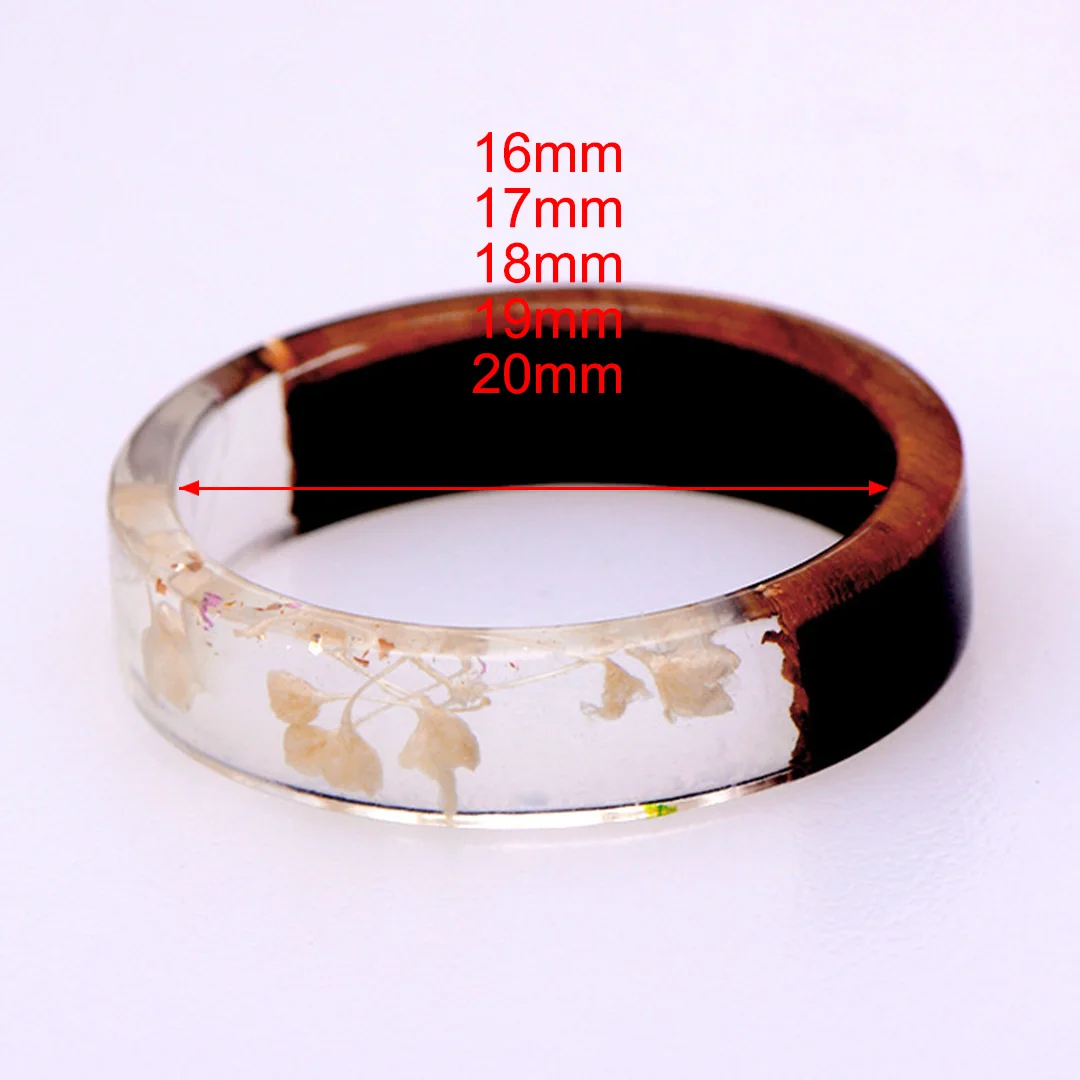 Кольцо из дерева с сушеным цветком кольцо ручной работы смолы винтажное