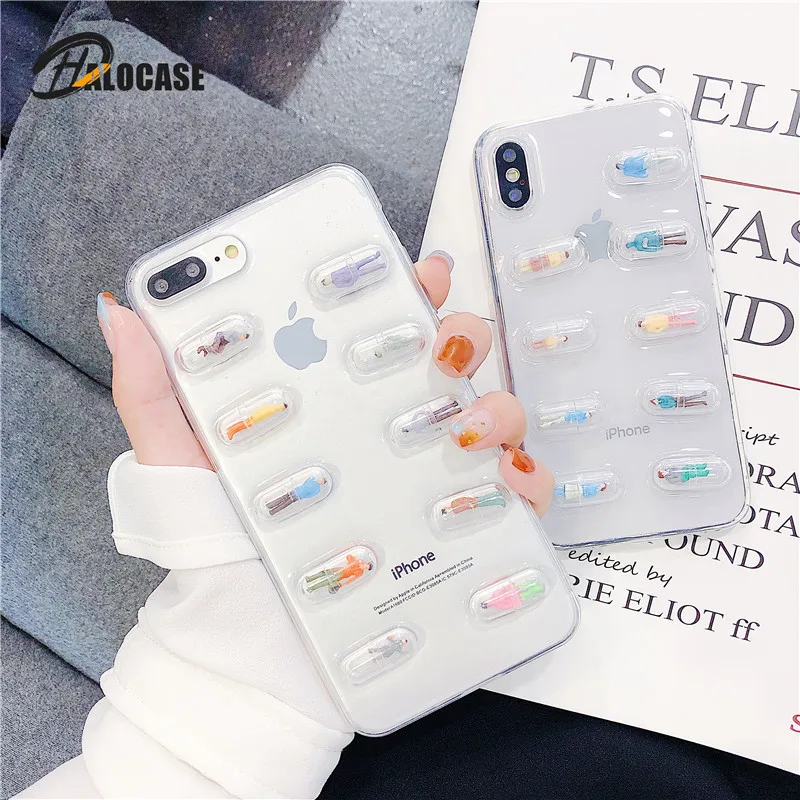 Прозрачный 3D чехол с милыми капсулами для iPhone 12 11 Pro MAX XR XS SE 2020 8 7 6s 6 Plus|Бамперы| |