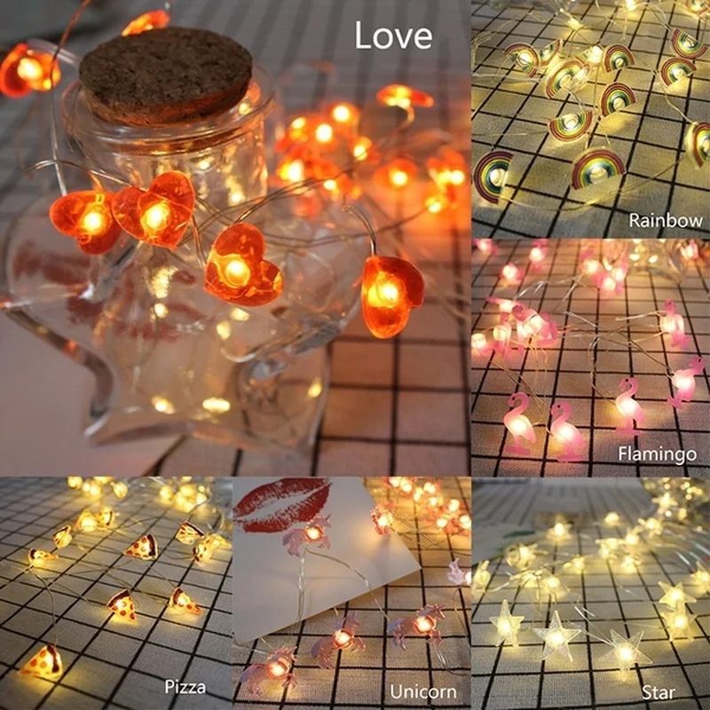 

2M 20LED Fairy String Lights Flamingo Pineapple Stars ShapeWedding Party Home Decoration Party Lighting AA Battery