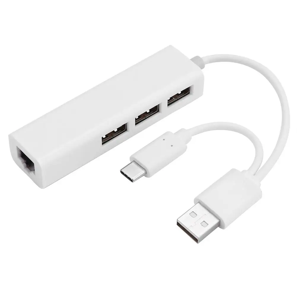 

USB 2.0 Hub Type-c Network Card OTG USB Hubs Type C to Rj45 Lan Adapter Gigabit Ethernet USB Splitter for Macbook Laptop phone