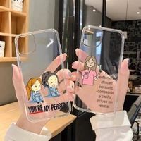 greys anatomy you are my person phone case for iphone 13 12 11 8 7 plus mini x xs xr pro max transparent soft