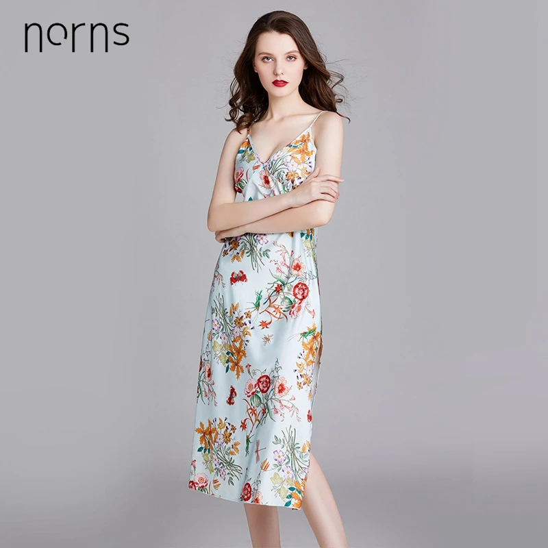 Женская шелковая пижама Norns тонкая сексуальная ночная рубашка на бретельках