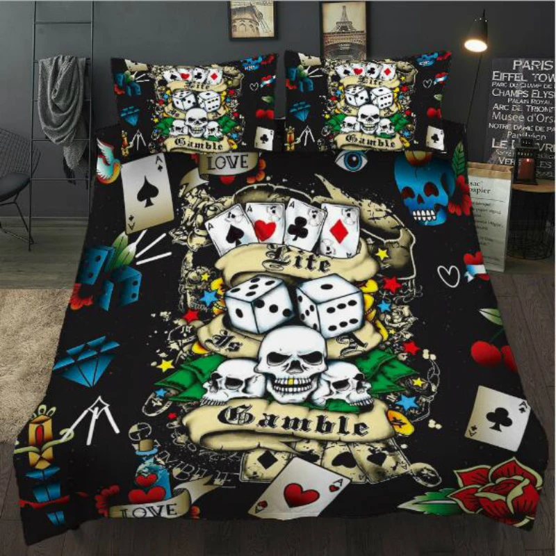 Пододеяльник наборы постельного белья с 3D рисунком игральных карт смерти