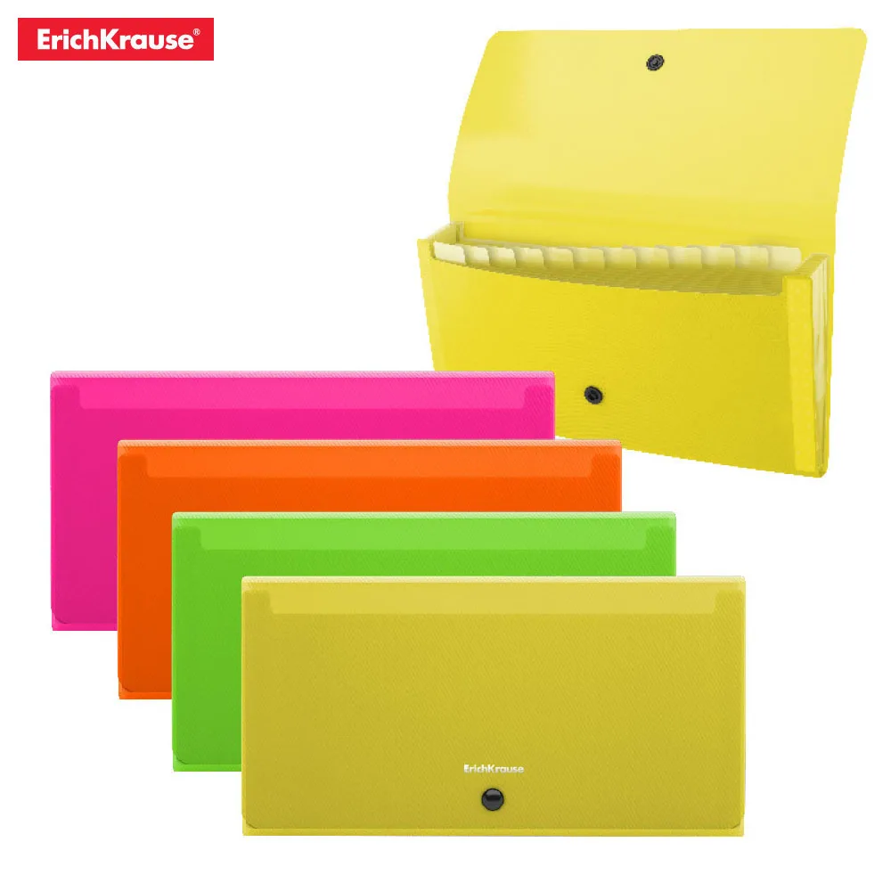 Папка картотека пластиковая ErichKrause Diagonal Neon с 12 отделениями Check size ассорти|Папка