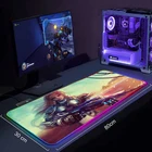 Игровой коврик для мыши starcraft со светодиодный светильник кой, большой нескользящий коврик для клавиатуры с RGB-подсветкой и резиновой основой, Настольный коврик для компьютерного коврика, игровой коврик для мыши