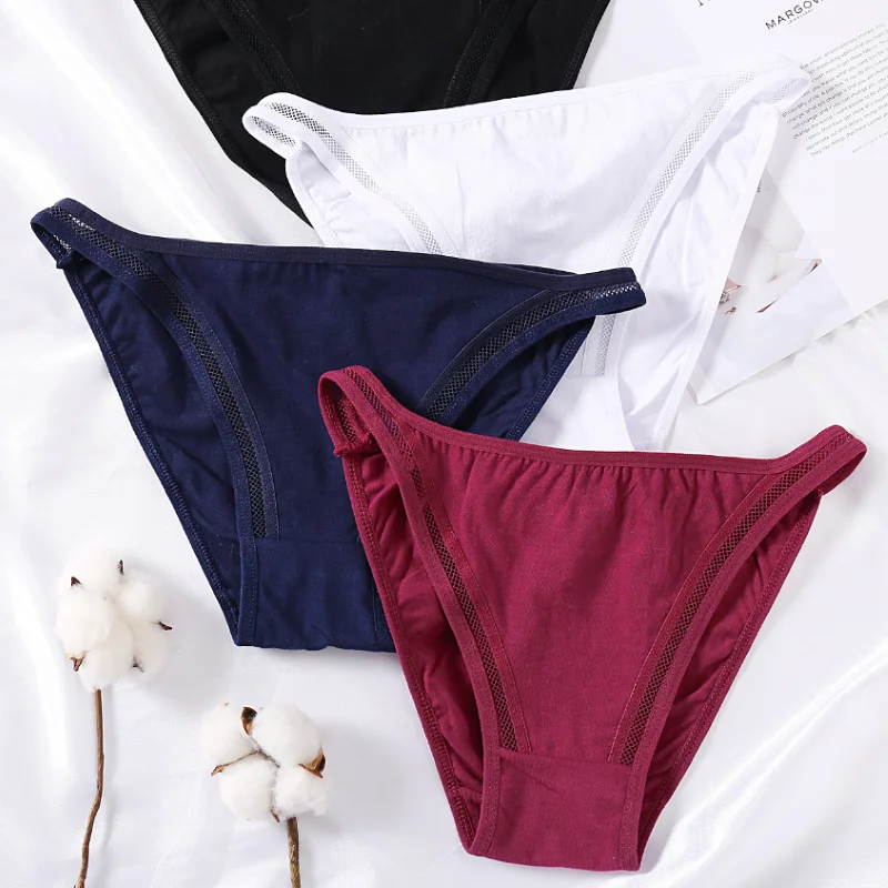 Новые сексуальные трусики для женщин нижнее белье девочек хлопковые Однотонные