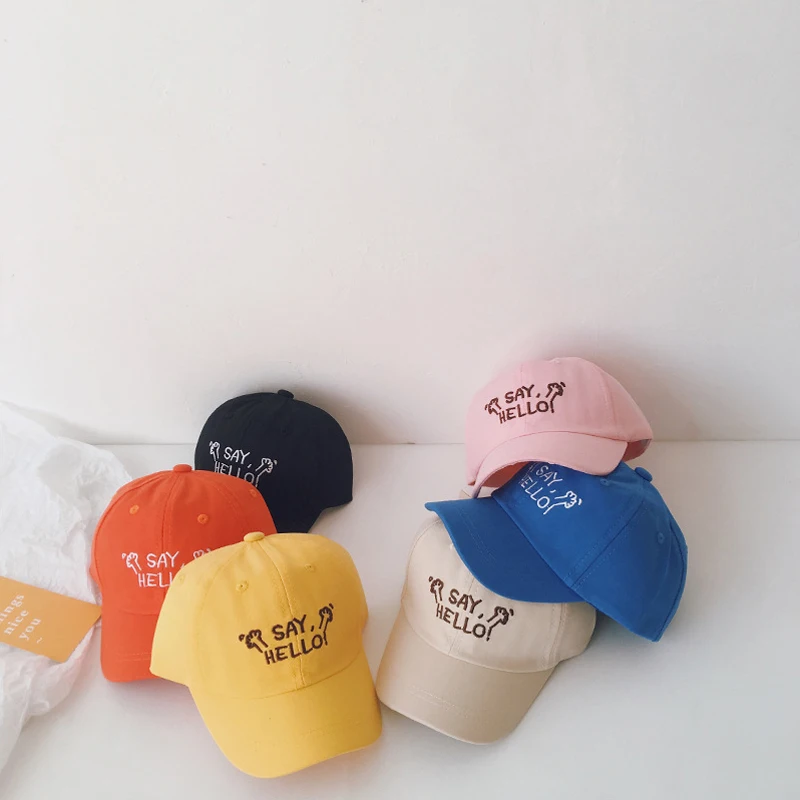 

Spring Summer Lovely Cartoon Letter Embroidery Sun Hats For Kids Boys Girls Autumn Cotton Toddler Baby Baseball Caps