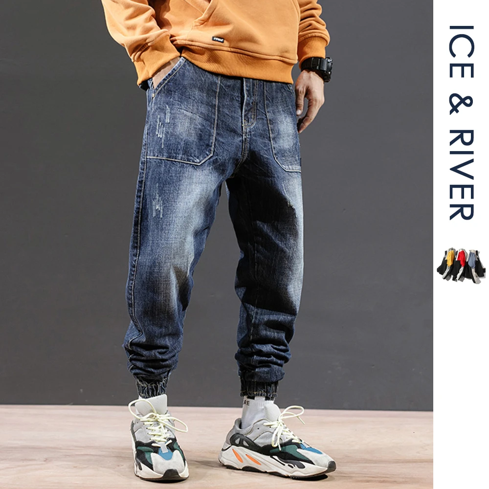 Мужские модные эластичные рваные джинсы в стиле хип хоп с карманами джинсовые