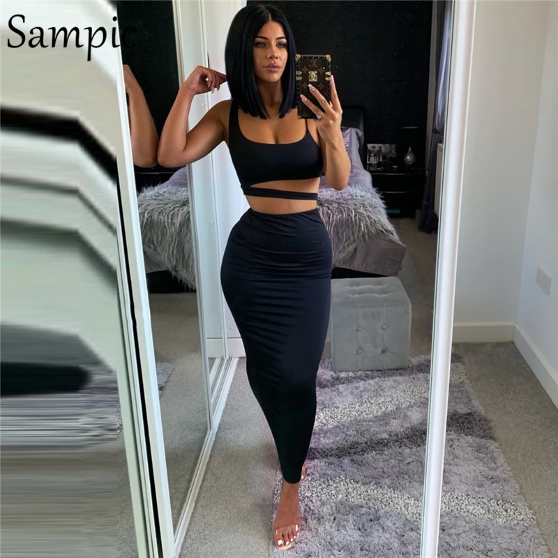 Женские вечерние топы без рукавов Sampic комплект из двух предметов облегающая