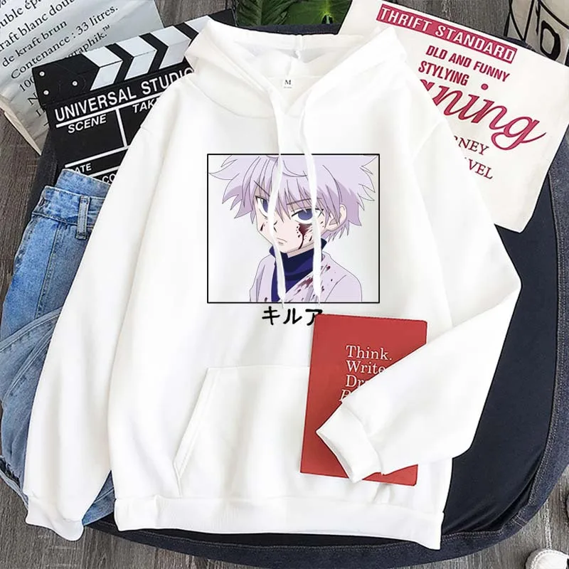 

Толстовка с капюшоном для мужчин и женщин, свитшот с принтом Hunter X Hunter, худи Killua Zoldyck Hisoka 90-х, аниме уличный топ с капюшоном, Свитшот