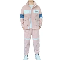autumn mens tracksuit streetwear two piece set overalls mens jacket and harem pants sportswear set korean style trendy clothes