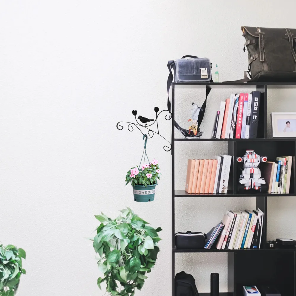 

Decorative Flower Pot Hanging Hook Wall Mount Lantern Storage Bracket (Black)