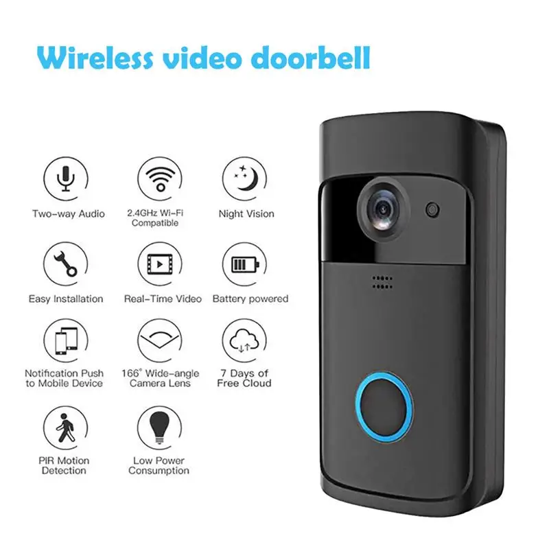 

Wireless Video Doorbell Wi-Fi Video Bell PIR Detection 2-Way Talk Video-Eye for Apartments Door Bell Ring Security Cameras