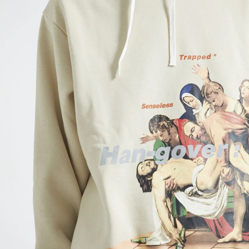 EFUNGAL Funny Mona Lisa Printed Long Sleeve Hooded Streetwear Men 2019 Harajuku Hip Hop Retro Hoodie | Мужская одежда