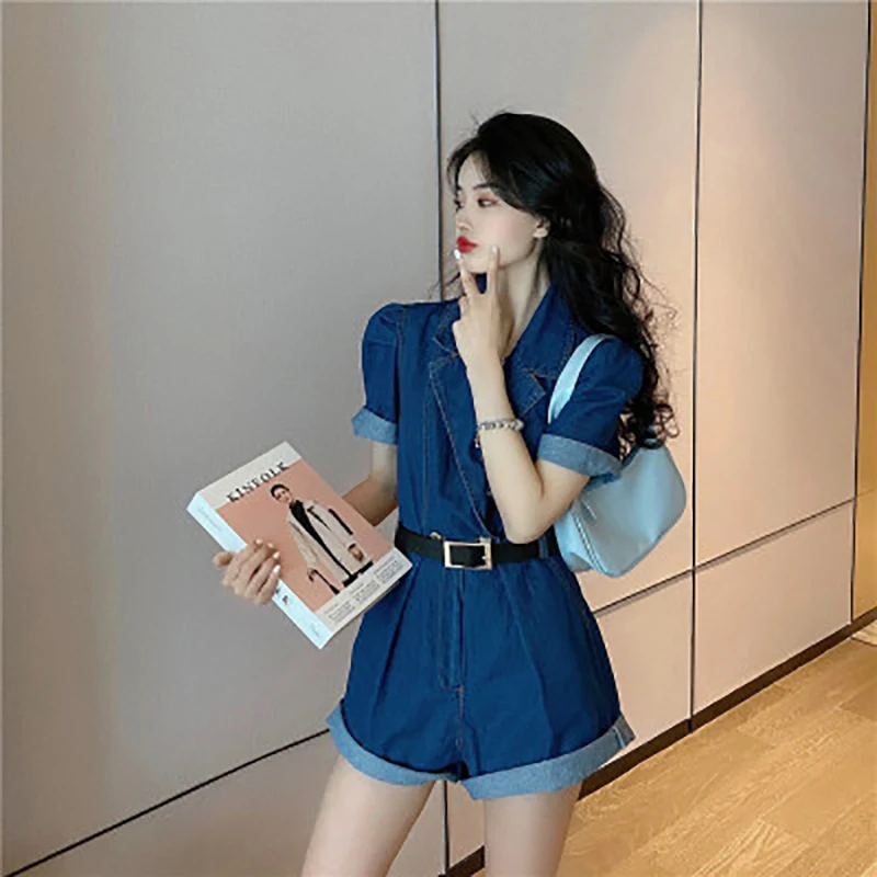 Женский комбинезон с высокой талией Свободный широкими штанинами повседневные