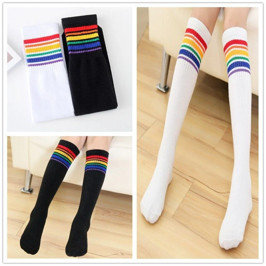 1 пара чулок для маленьких девочек Сезон весна-осень Яркие цвета В радужную