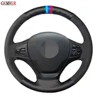 Мягкий черного цвета из натуральной кожи и замши чехол рулевого колеса автомобиля для BMW F20 F21 F22 F23 118i 120i 125i 218i 228i 420i 430i 435i