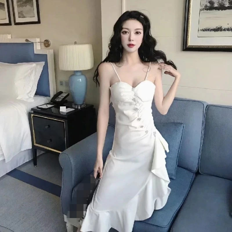 Женское элегантное вечернее платье-русалка модное белое черное пикантное платье