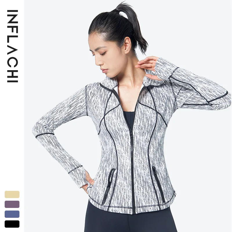 

Спортивное ветрозащитное пальто Wt15, Женский Воздухопроницаемый облегающий свитер на молнии с длинными рукавами, одежда для улицы, бега, фит...