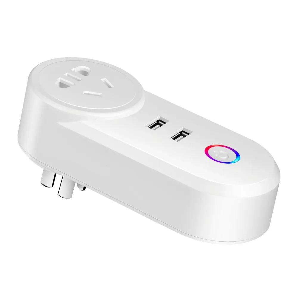 Умная розетка USB, умная розетка WiFi, пульт дистанционного управления, таймер, два выхода USB, голосовое управление, работает с приложением Google Home Alexa Tuya