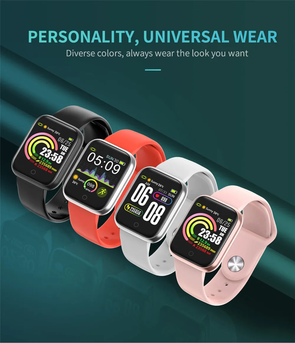 

QW21 Smart Bracelet Fashion Sports Health Monitoring Stopwatch Timing Weather Forecast IP67 Waterproof Smart Reminder