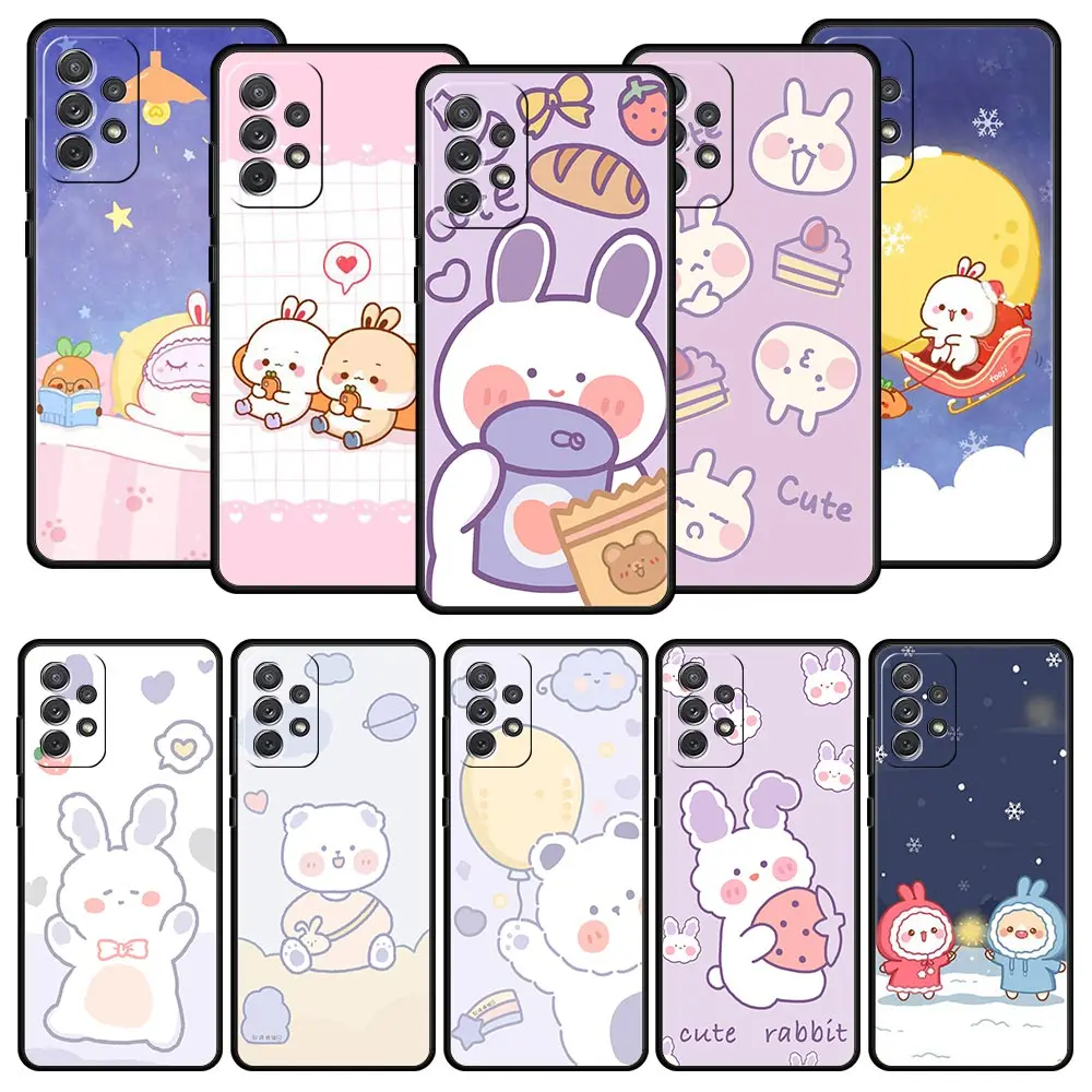 

Cartoon Rabbit Case for Samsung Galaxy A12 A51 A52 A71 A21s A32 A31 A02s A72 A41 A11 A22 A01 A42 Black Soft Phone Coque