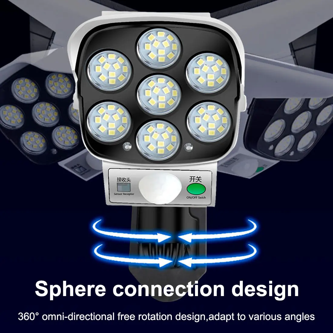 

Outdoor Solar Light Motion Sensor Security Dummy Camera Wireless Flood Light IP65 Waterproof 77 LED Lamp 3 Mode for Home Garden