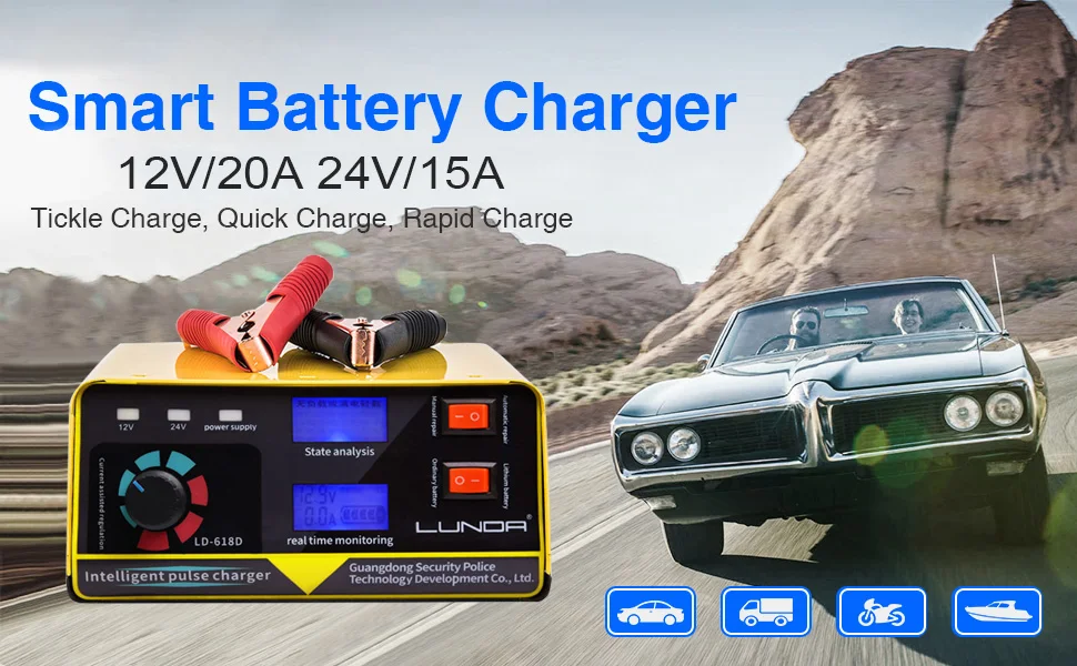 240 W 12 V/24 V 6-400AH 20A полный автоматический автомобильный Батарея Зарядное устройство Мотоцикл Авто батареи Питание автомобильные аксессуары