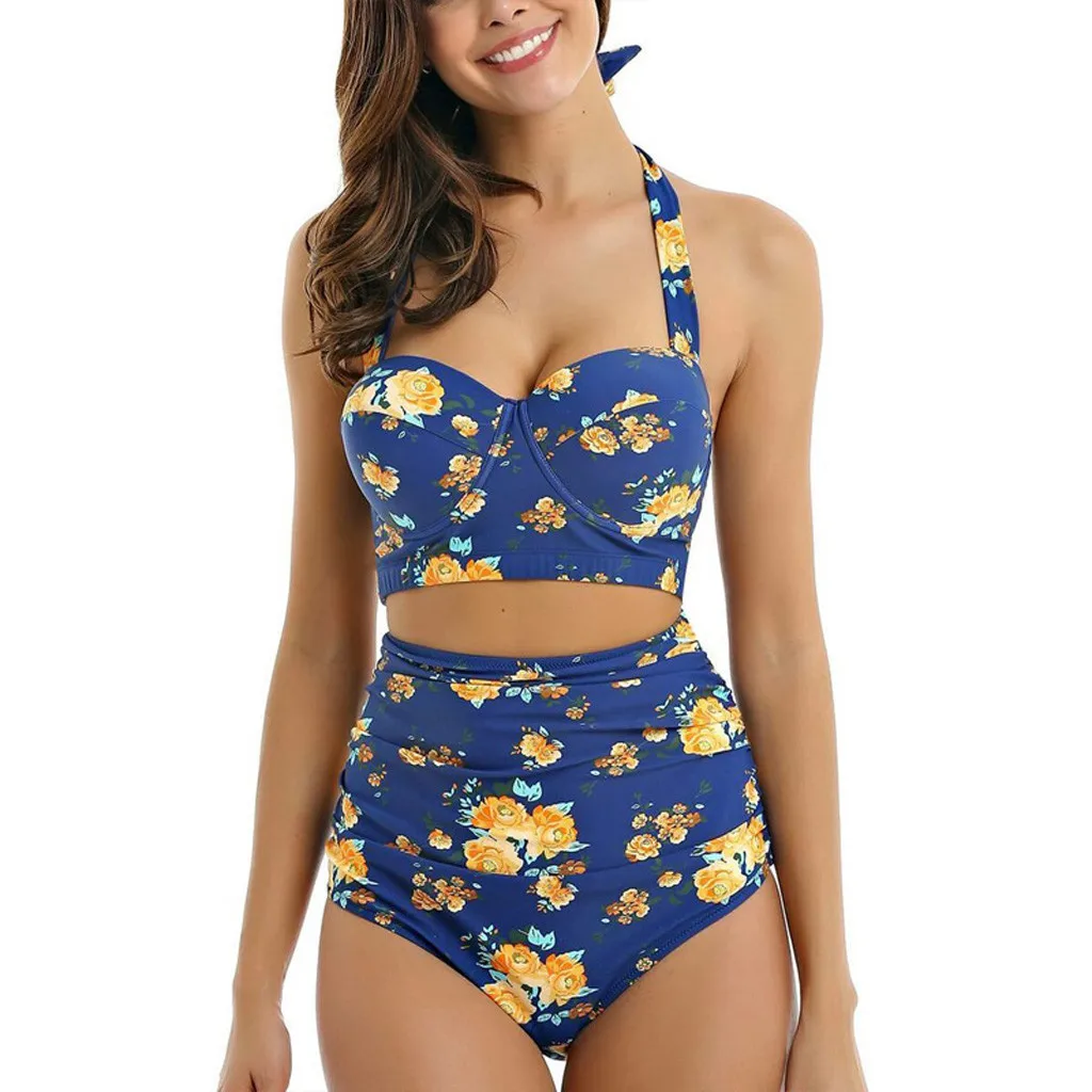 12 цветов комплект бикини с высокой талией и принтом женский сексуальный