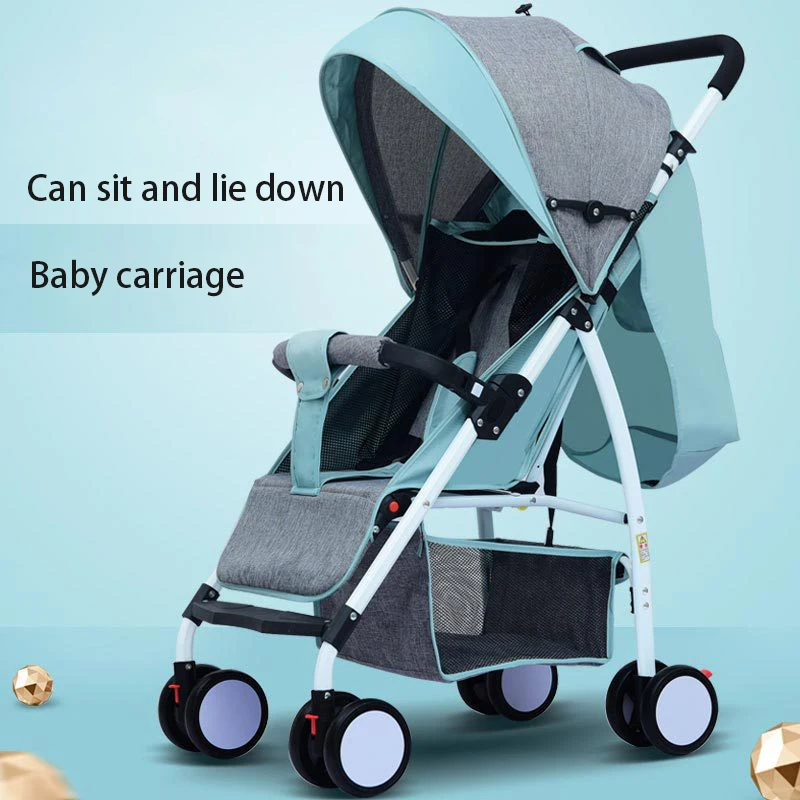 

New Baby Stroller Can Sit and Lie Down Four Seasons General Outdoor Small Light Portable with Umbrella Cart Children's Trolley