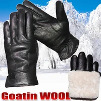 winter mens leather gloves goatskin deerskin pattern gloves sheepskin wool thickening warm leather wool integrated genuine new