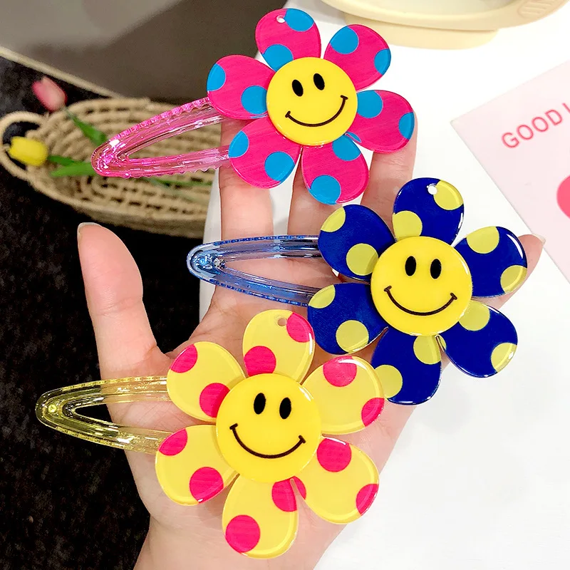 Floral Acrylic Hair Clips Barrettes Multicolor Big Daisy Flower Hairpins For Women Girl Summer Hair Accessories