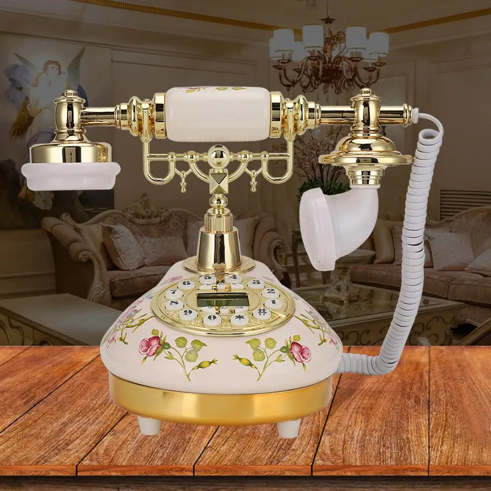 Старинный ретро Телефон проводной стационарный домашний телефон с круглым