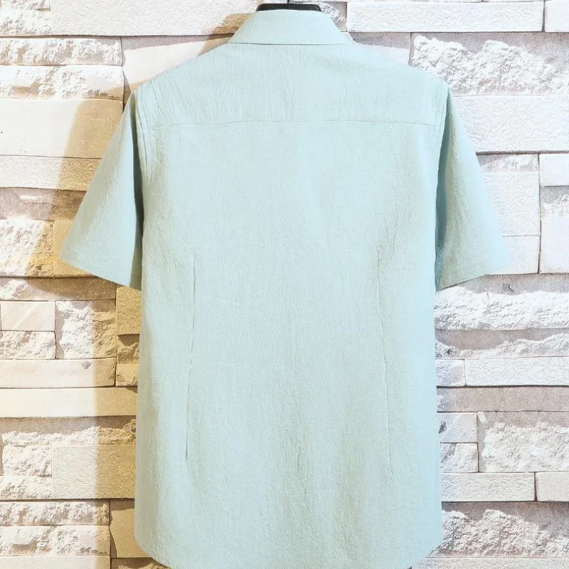 Cotton Men's Shirt Short Sleeve Japanese Fashion Button Up Shirt Summer Thin Casual Streetwear Slim Fit Coat Black Male Clothes
