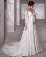 chiffon pregnant wedding dress 2021 long sleeves bohemian charming pregnant bride gowns elegant simple robe de mariage