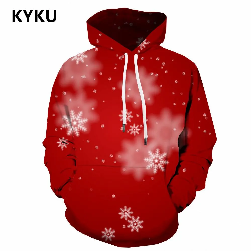 

3d Hoodies Christmas Hoodie Men Snowflake Hoodie Print Red Sweatshirt Printed Party Hoody Anime Long Sleeve Hip Hop Pullover
