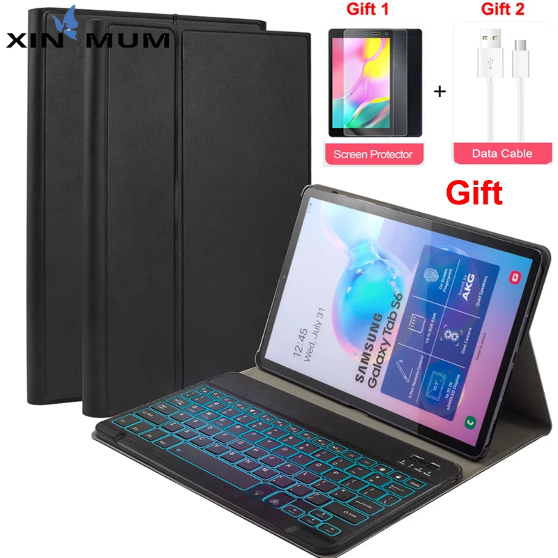 Bluetooth клавиатура с подсветкой для Samsung Galaxy Tab S6 SM T860 T865 кожаный чехол планшета