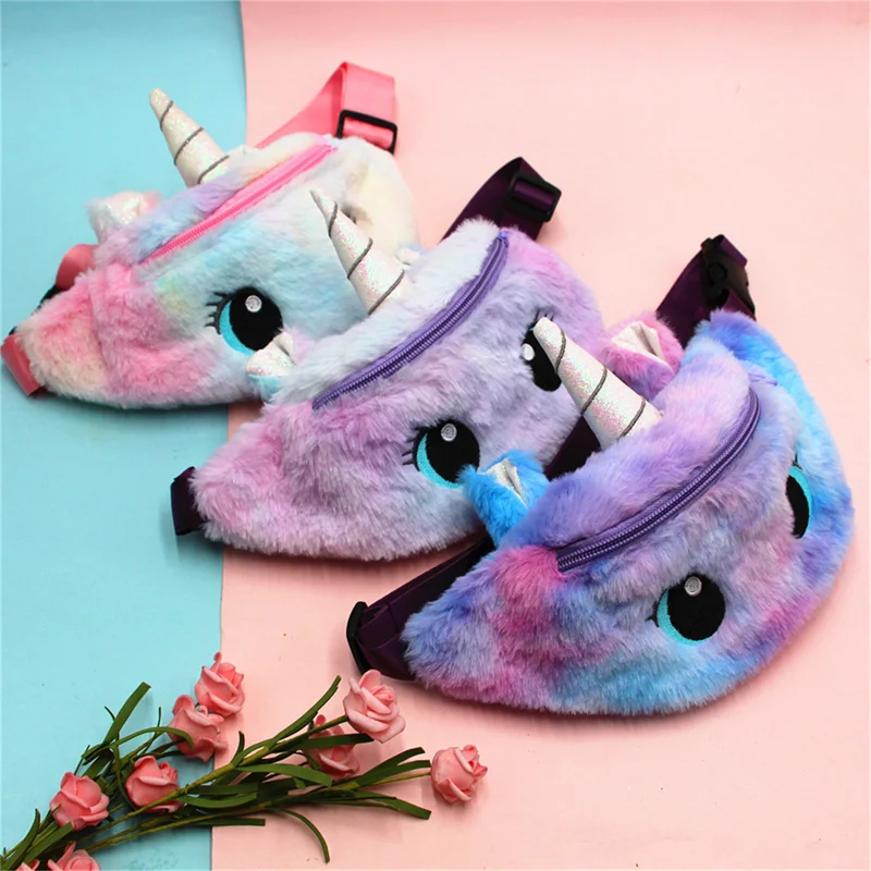 

1pc Cute Unicorn Girls Waist Bag Cartoon Kids Fanny Pack Plush Women Belt Bag Fashion Travel Phone Pouch Chest Bag Coin Purse
