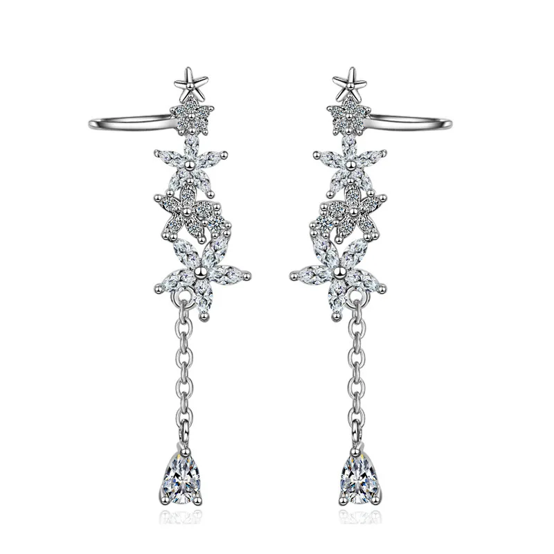 

ORZTOON Hot Sale Snowflake Crystal Fashion Luxury Cubic Zirconia Pendant Earrings For Women's Jewelry For Girl Wedding Gifts2021