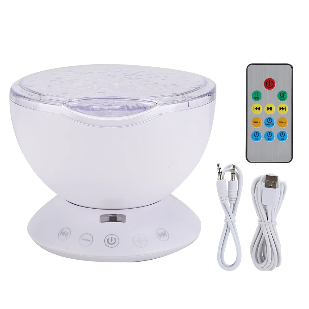 

LED Ocean Projector with Mini Speaker 2M USB Cable Colorful Projection Lamp Support Memory Card and 3.5mm Port
