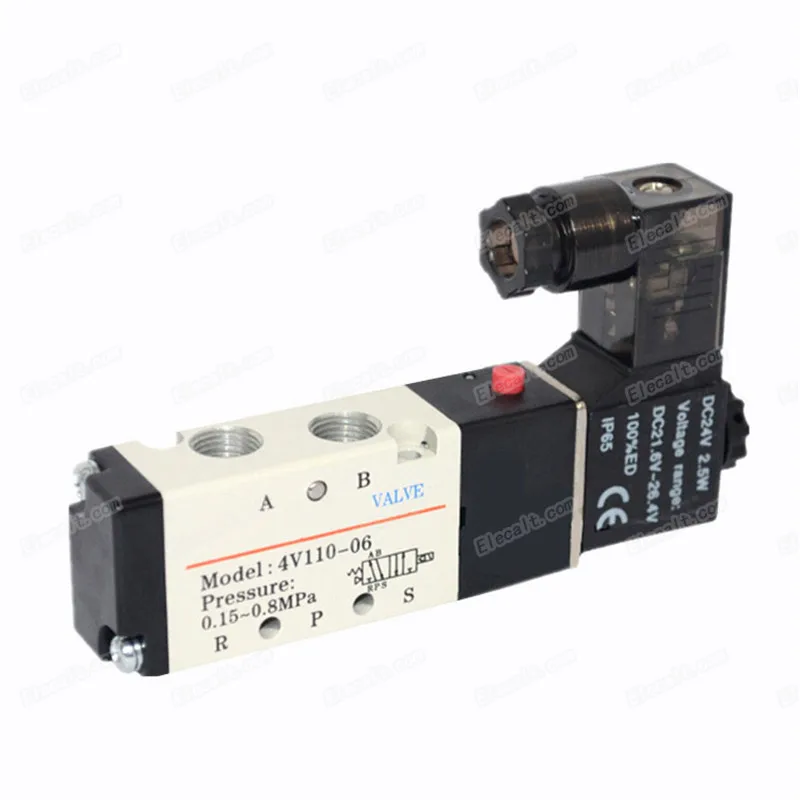 

5-позиционный 2-позиционный Пневматический электромагнитный клапан 4 в 1/8-06, постоянный ток 24 В, постоянный ток 12 В, переменный ток 110 В, переме...