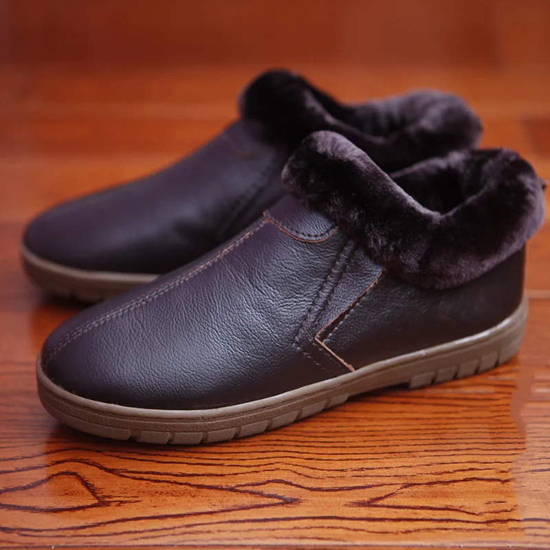 Зимние теплые ботинки из натуральной кожи для мужчин и женщин защитные домашние