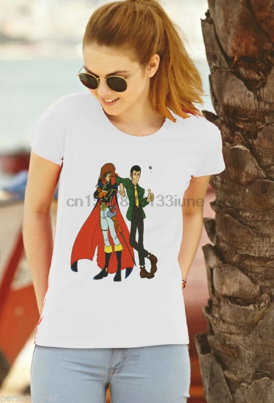 T SHIRT MAGLIETTA DONNA LUPIN CAPITAN HARLOCK CATOON Марго| |