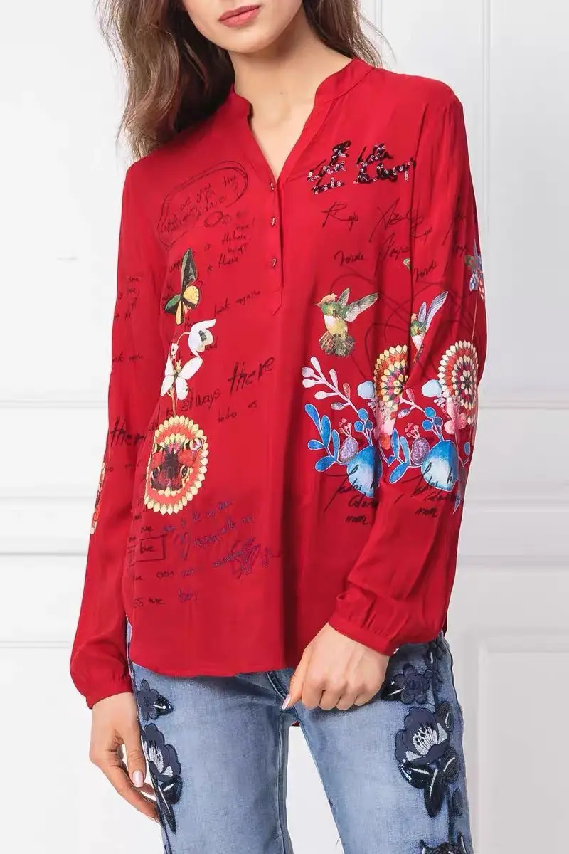 2 Новая модная испанская блузка DESIGUAL с v-образным вырезом - Цвет: 2