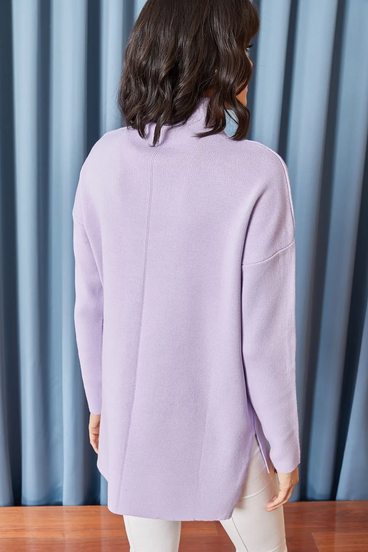 Thick Neck Knitted Sweater Women Lilac Others Women Sweater 2021