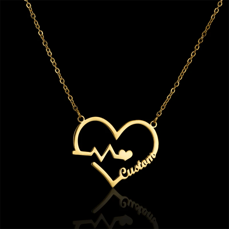 

Fashion Customized Name Initial Necklace Heart Stainless Steel Pendant Women Letter Personalized Choker Jewelry Mom Teacher Gift