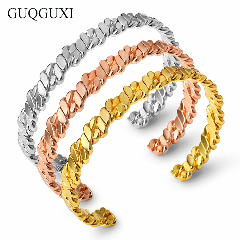 Винтажные витые браслеты GUQGUXI дизайнерские на цепочке для женщин золотой цвет