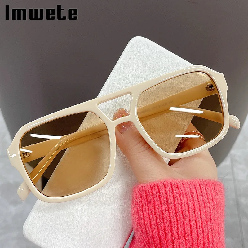 

Imwete Retro Square Sunglasses for Women Men Vintage Overszied Eyewear Colored Goggles UV400 Outdoors Shades Ladies Black Green