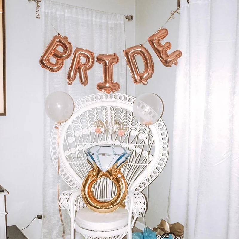 Розовое золото буквы &quotBride To Be&quot Фольга шар кольцо с бриллиантом в балон