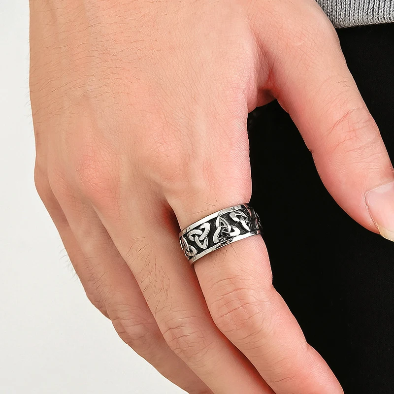 Винтажное кельтское кольцо с узлом простое из нержавеющей стали шириной 8 мм в